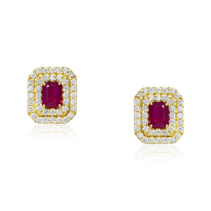 Cercei Aur 18k Diamante, Rubine DERUVO