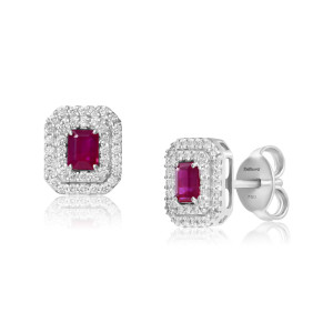 Cercei Aur 18k Diamante, Rubine DERUVO