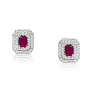 Cercei Aur 18k Diamante, Rubine DERUVO