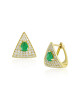 Cercei Aur 18k Diamante, Smaralde DERUVO