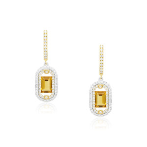 Cercei Aur 18k Diamante, Citrine DERUVO