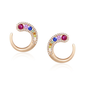 Cercei Aur 18k Diamante, Safire Multicolore, Rubine DERUVO