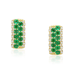 Cercei Aur 18k Diamante, Smaralde DERUVO