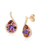 Cercei Aur 18k Diamante, Ametist,Granat,Turmalina Roz DERUVO