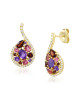Cercei Aur 18k Diamante, Ametist,Granat,Turmalina Roz DERUVO