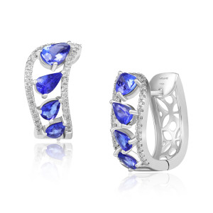 Cercei Aur 18k Diamante, Tanzanite DERUVO