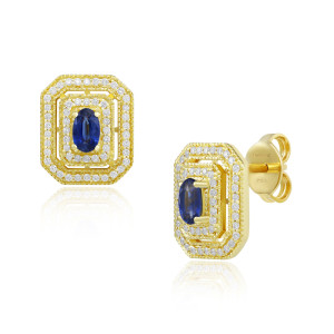 Cercei Aur 18k Diamante, Safire DERUVO