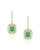 Cercei Aur 18k Diamante, Smaralde DERUVO