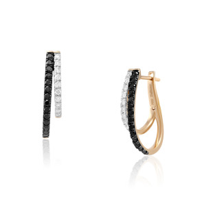 Cercei Aur 18k Diamante, Diamante Negre DERUVO