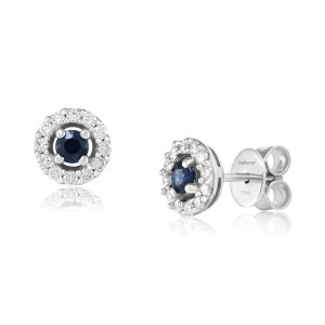 Cercei Aur 18k Diamante, Safir DERUVO