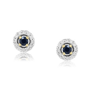 Cercei Aur 18k Diamante, Safir DERUVO