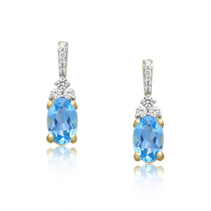 Cercei Aur 18k Topaz Albastru, Safire Albe DERUVO