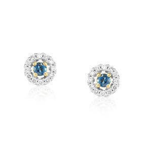 Cercei Aur 18k Diamante, London Blue Topaz DERUVO