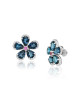 Cercei Floare Aur 18k Diamante, Safire Roz, London Blue Topaz DERUVO