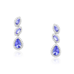 Cercei Aur 18k Diamante, Tanzanit DERUVO