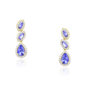 Cercei Aur 18k Diamante, Tanzanit DERUVO