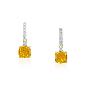 Cercei Aur 18k Diamante, Citrine DERUVO