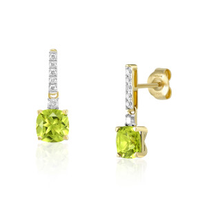 Cercei Aur 18k Diamante, Peridot DERUVO