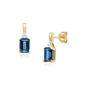 Cercei Aur 18k Diamante, London Blue Topaz DERUVO