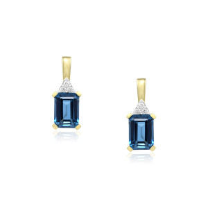 Cercei Aur 18k Diamante, London Blue Topaz DERUVO