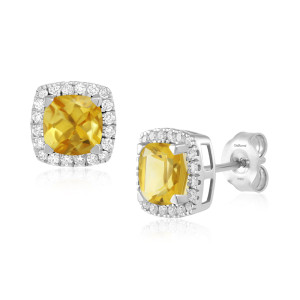 Cercei Aur 18k Diamante, Citrine DERUVO