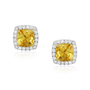 Cercei Aur 18k Diamante, Citrine DERUVO