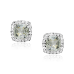 Cercei Aur 18k Diamante, Ametiste Verzi DERUVO