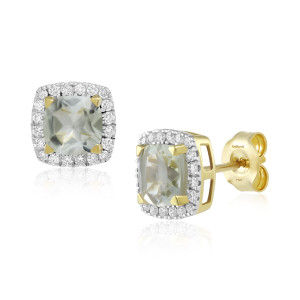 Cercei Aur 18k Diamante, Ametiste Verzi DERUVO