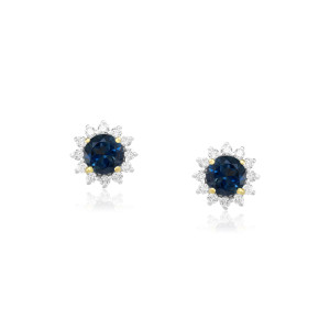 Cercei Aur 18k Diamante, London Blue Topaz DERUVO