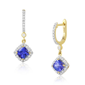 Cercei Aur 18k Diamante, Tanzanit DERUVO