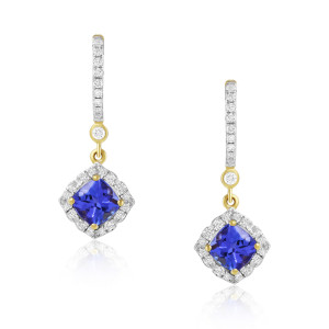 Cercei Aur 18k Diamante, Tanzanit DERUVO