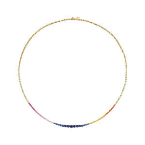 Colier Tennis Aur 18k Safire Multicolore, Rubine DERUVO