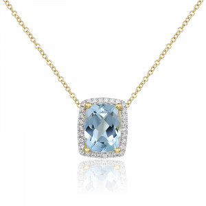 Pandantiv Aur 18k Diamante, Topaz Albastru DERUVO