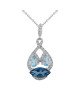 Pandantiv cu Lant Aur 18k Diamante, Topaz Albastru, London Blue Topaz DERUVO