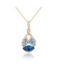 Pandantiv cu Lant Aur 18k Diamante, Topaz Albastru, London Blue Topaz DERUVO
