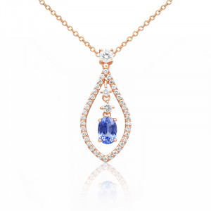 Pandantiv Aur 18k Diamante, Light Blue Safir DERUVO