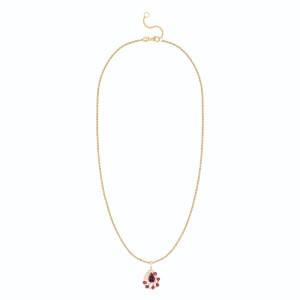 Pandantiv cu Lant Aur 18k Diamante, Rodolite si Turmaline Roz DERUVO