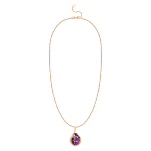 Pandantiv cu Lant Aur 18k Diamante, Ametist,Granat,Turmalina Roz DERUVO 