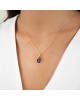 Pandantiv cu Lant Aur 18k Diamante, Ametist,Granat,Turmalina Roz DERUVO 