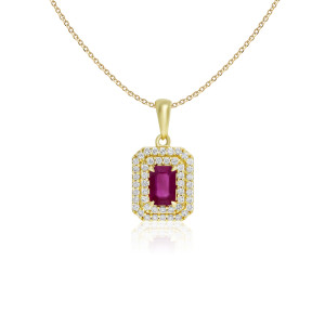 Pandantiv cu Lant Aur 18k Diamante, Rubin DERUVO