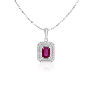 Pandantiv cu Lant Aur 18k Diamante, Rubin DERUVO