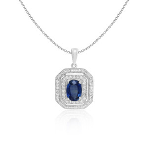 Pandantiv cu Lant Aur 18k Diamante, Safire DERUVO
