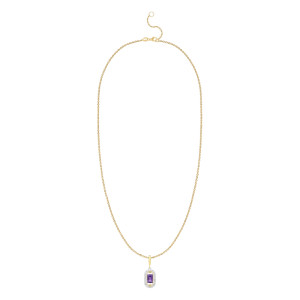 Pandantiv cu Lant Aur 18k Diamante, Ametist DERUVO