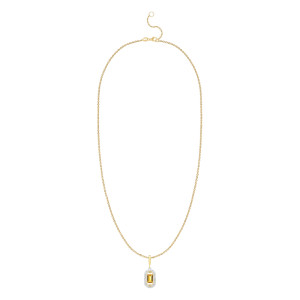 Pandantiv cu Lant Aur 18k Diamante, Citrin DERUVO