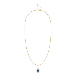 Pandantiv cu Lant Aur 18k Diamante, London Blue Topaz DERUVO