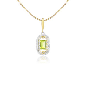 Pandantiv cu Lant Aur 18k Diamante, Peridot DERUVO