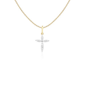 Pandantiv Cruce cu Lant Aur 18k Diamante BLANCO'S