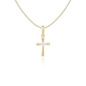 Pandantiv Cruce cu Lant Aur 18k Diamante BLANCO'S