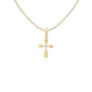 Pandantiv Cruce cu Lant Aur 18k Diamante BLANCO'S