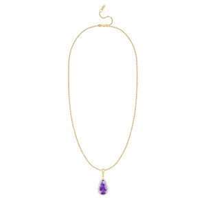 Pandantiv cu Lant Aur 18k Diamante, Ametist DERUVO